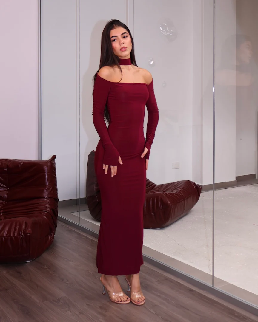 DRESS VEORA VINO - Image 3