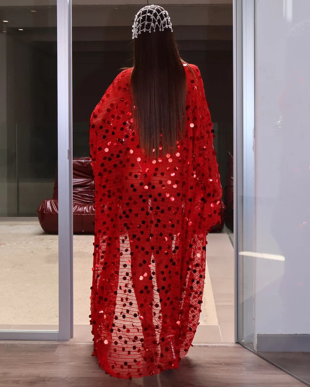 KIMONO PAILLETTES ROSSO - Image 3
