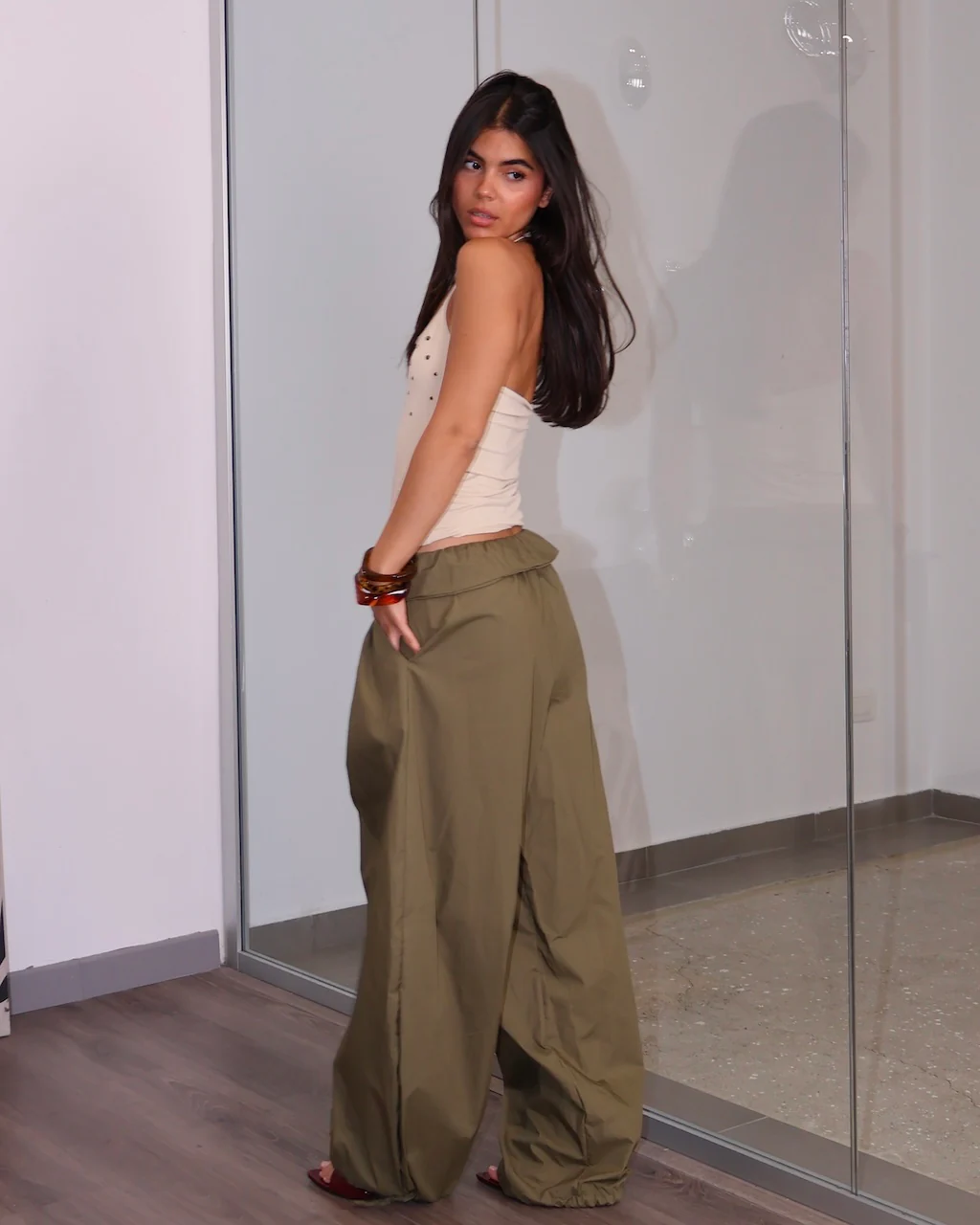 TOP HALTER BORCHIE BEIGE - Image 3